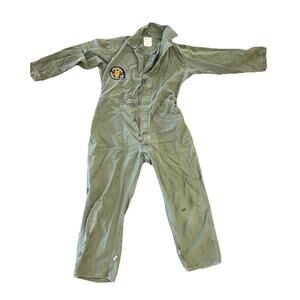 Vintage Military Coveralls Mens Large Olive Green 100% Cotton Sateen type 1